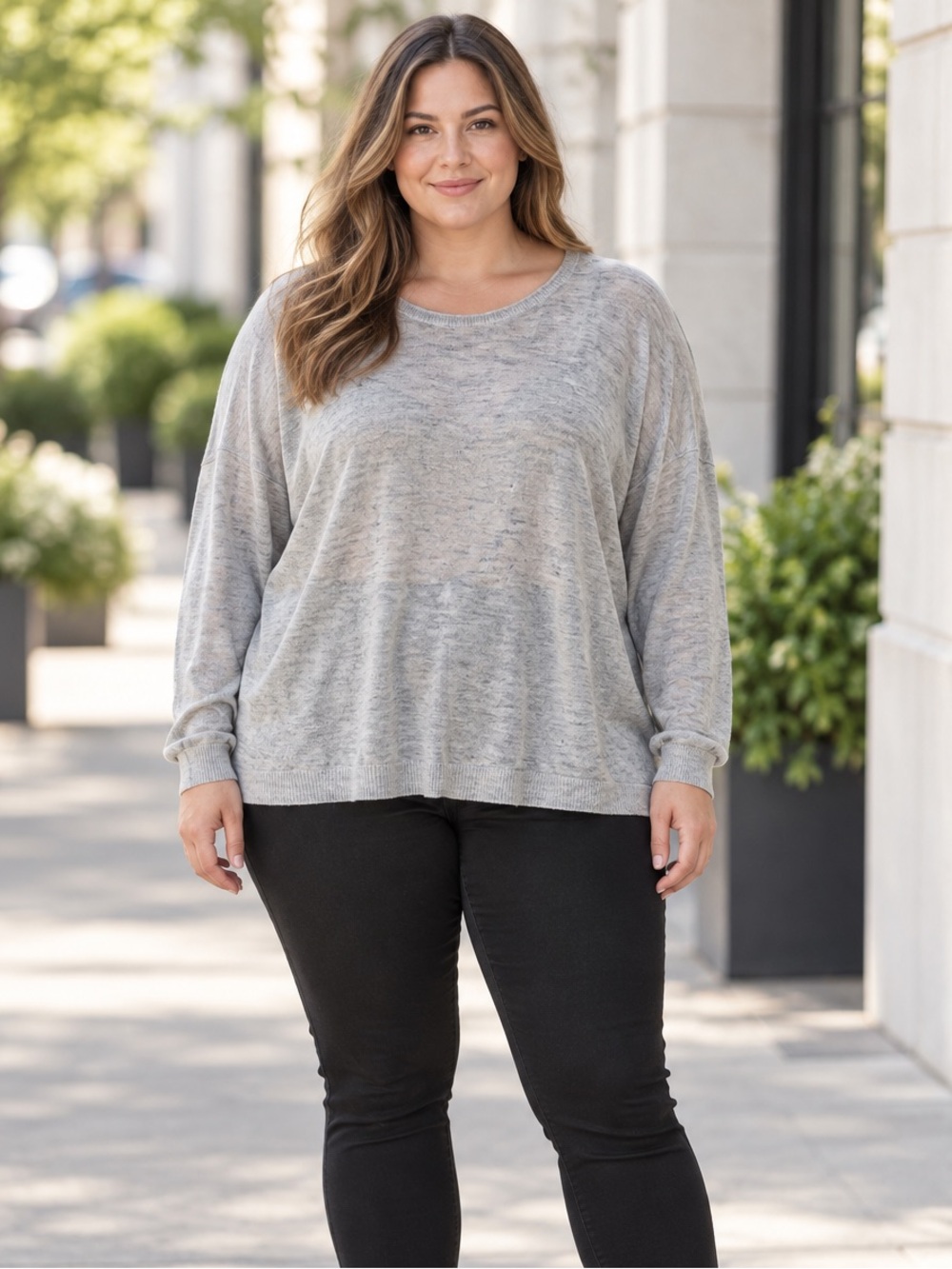 Joe Fresh Light Grey Oversized Cotton Modal Knit Sweater Size XL